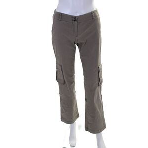 Theory Womens Cotton Zip Button Lined Slight Flare Leg Pants Khaki Size 2